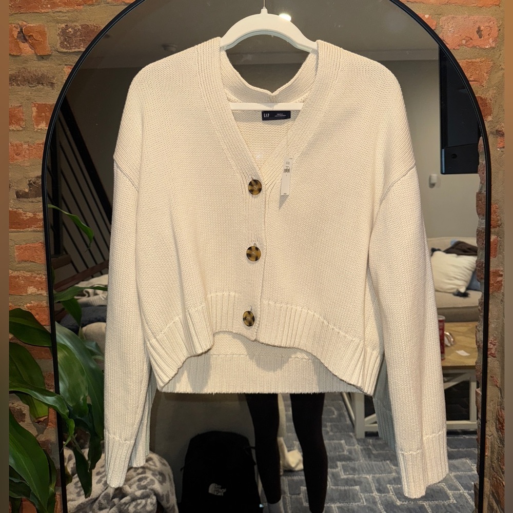GAP Cream Button-Up Cardigan